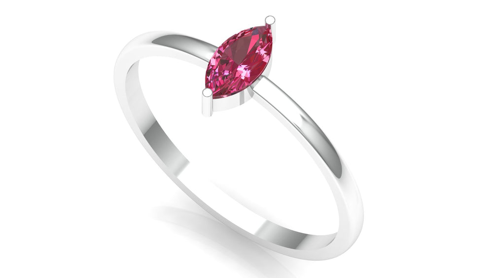 ZAREYA Marquise Cut Pink Stone Ring – 925 Silver | Minimal Promise Ring