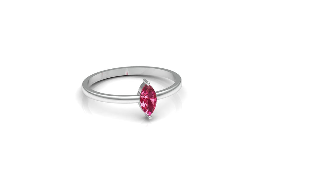 ZAREYA Marquise Cut Pink Stone Ring – 925 Silver | Minimal Promise Ring