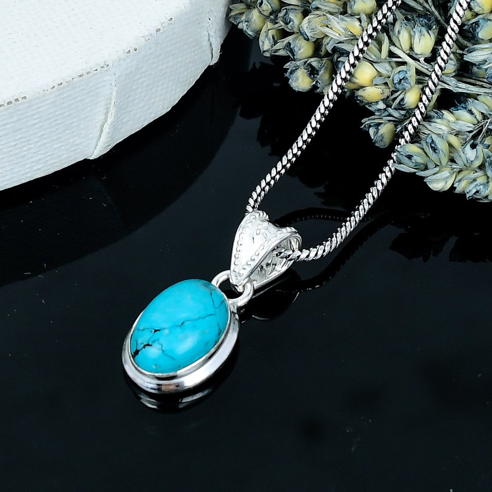 ZAREYA Turquoise Glow Pendant – 925 Silver | Calm Confidence Talisman Necklace