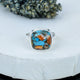 ZAREYA Mosaic Turquoise & Spiny Oyster Ring – 925 Silver | Artistic Gemstone Fusion