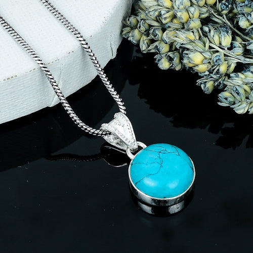 ZAREYA Turquoise Blue Orbit Pendant – 925 Silver | Boho Luxe Statement