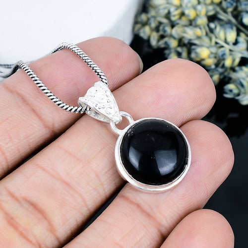 ZAREYA Noir Dome Pendant – 925 Silver | Bold Minimal Charm