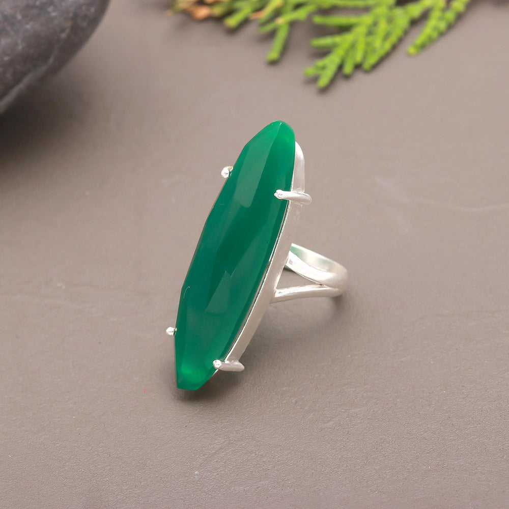 ZAREYA Bold Green Marquise Ring – 925 Silver | Statement Cocktail Ring