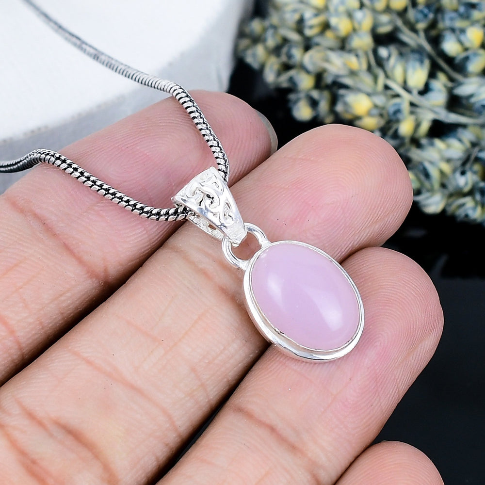 ZAREYA Pink Glow Pendant – 925 Silver | Soft Elegance Statement Necklace