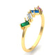 ZAREYA Rainbow Baguette Ring – 925 Sterling Silver, Gold Plated