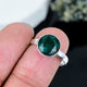 ZAREYA Emerald Ring – 925 Silver | Round Faceted Deep Green Stone