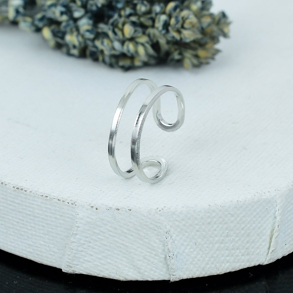 ZAREYA Double Band Open Ring – 925 Silver | Minimal Adjustable Stacker