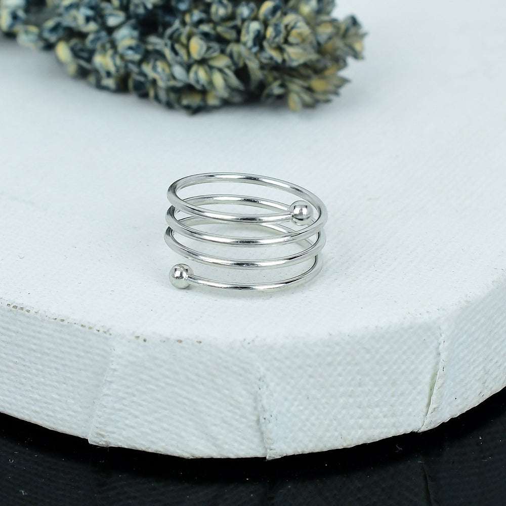 ZAREYA Orbit Spiral Ring – 925 Silver | Modern Adjustable Coil Ring