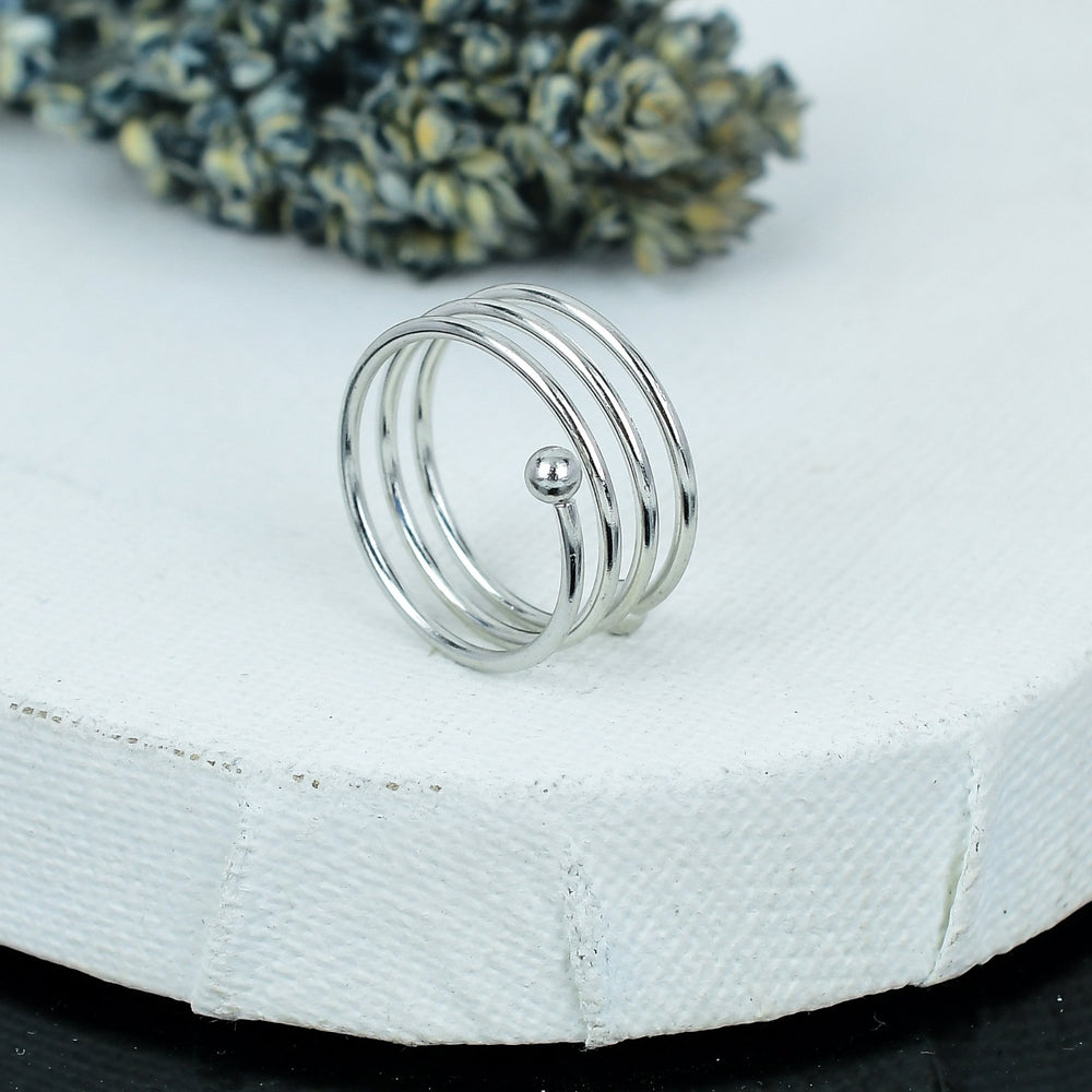 ZAREYA Orbit Spiral Ring – 925 Silver | Modern Adjustable Coil Ring