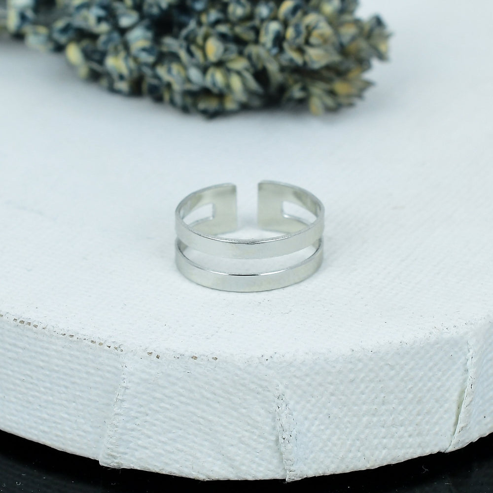 ZAREYA Split Harmony Ring – 925 Silver | Geometric Adjustable Band