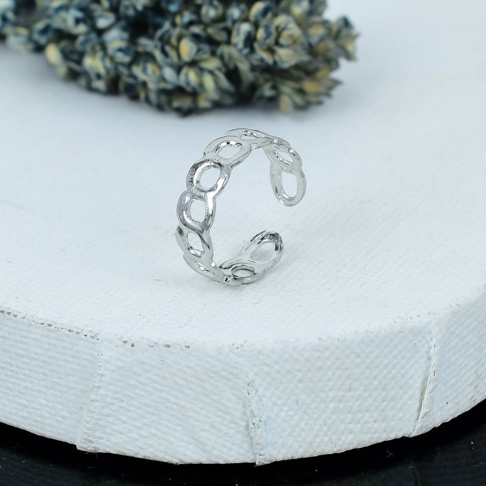 ZAREYA Oval Loop Ring – 925 Silver | Modern Open Band Adjustable Ring