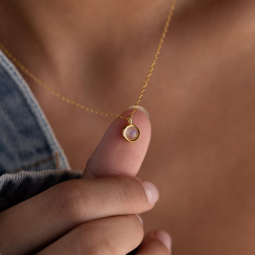 ZAREYA Moonstone Glow Pendant – 925 Silver | Minimal Bezel Necklace