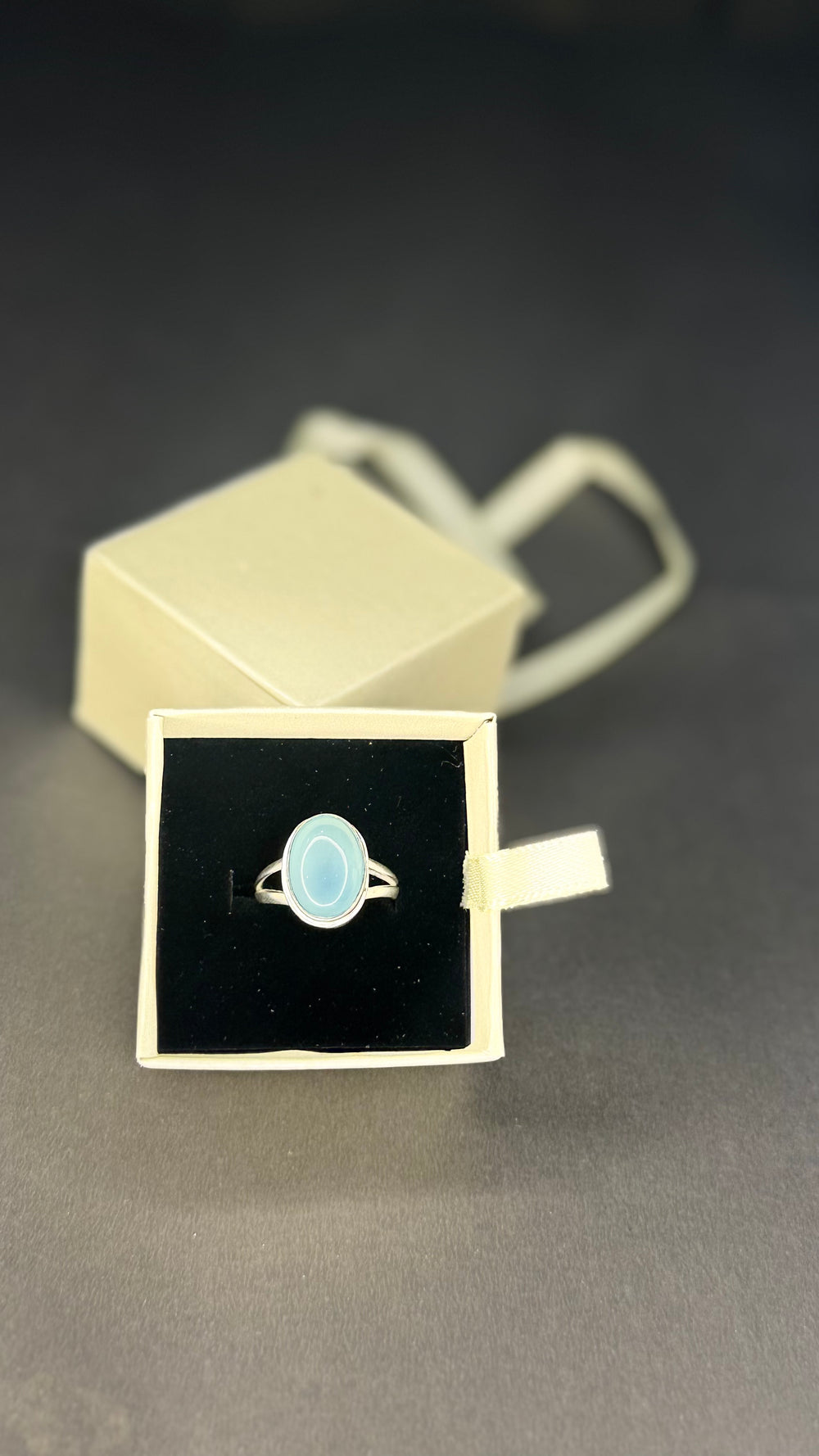 ZAREYA Aquatic Blue Oval Gemstone Ring – 925 Sterling Silver