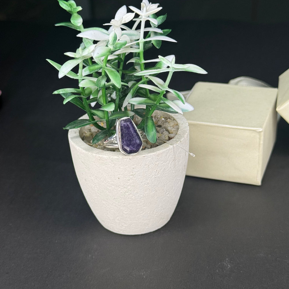 ZAREYA Amethyst Shield Ring – 925 Silver | Modern Statement Jewelry