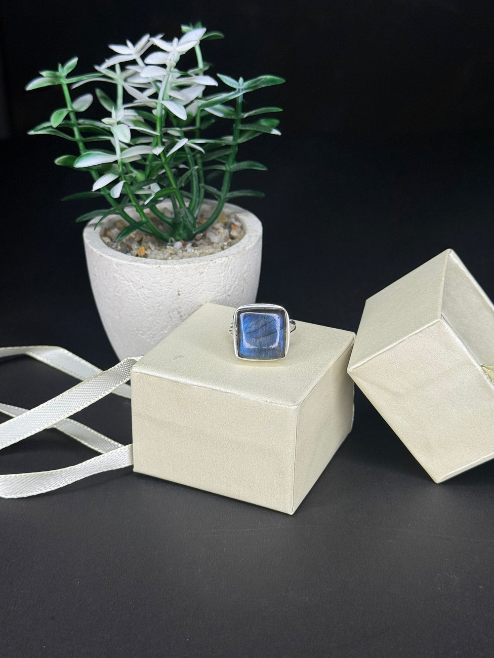 ZAREYA Midnight Noir Ring – 925 Silver | Minimal Luxe Jewelry for Women