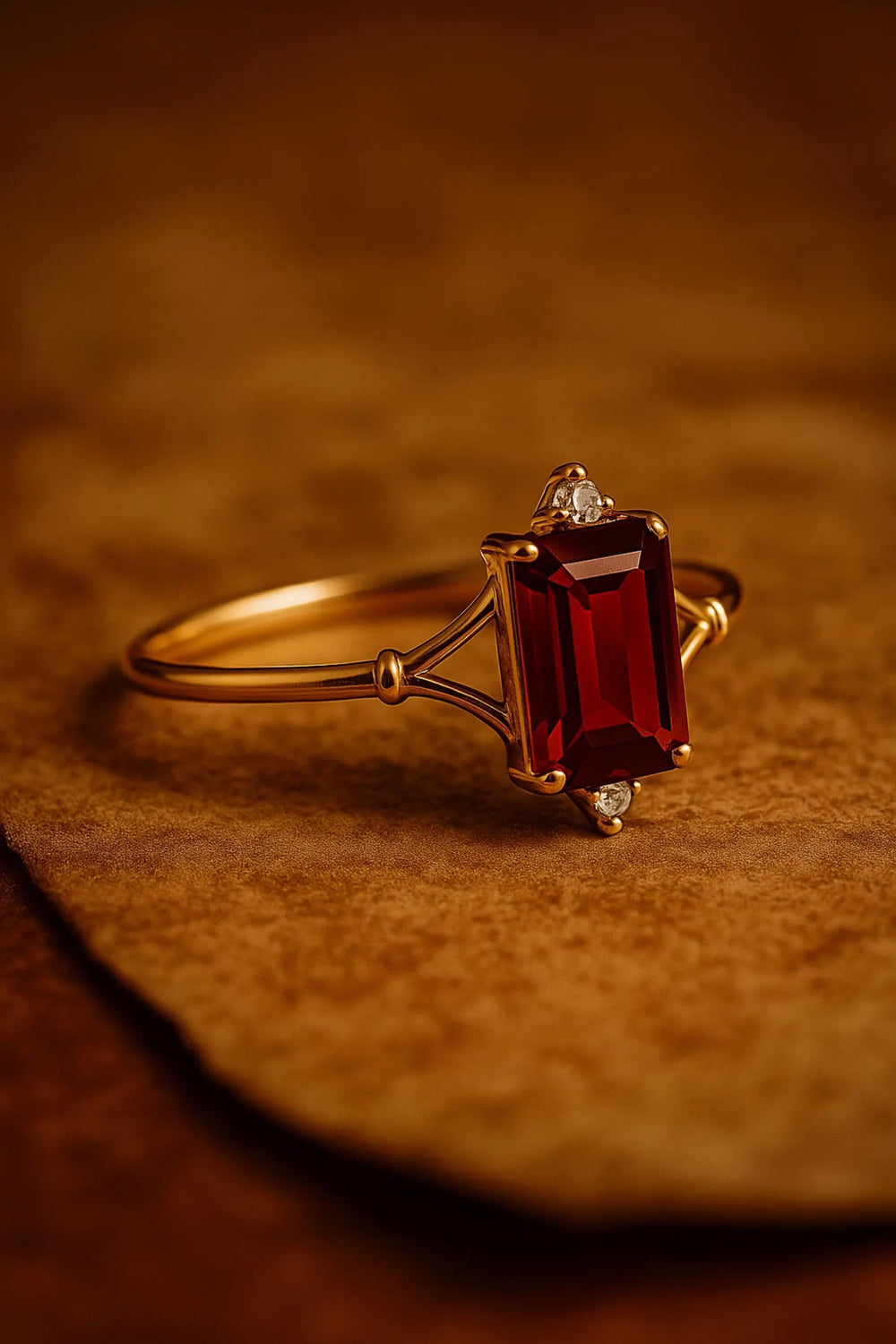 ZAREYA Garnet Radiance Ring – 925 Silver with Gold Finish