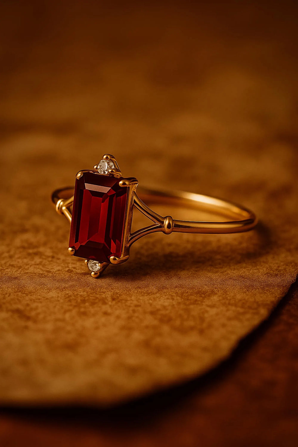 ZAREYA Garnet Radiance Ring – 925 Silver with Gold Finish