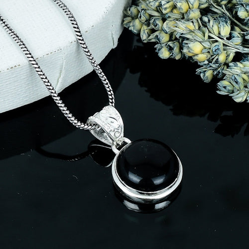 ZAREYA Noir Dome Pendant – 925 Silver | Bold Minimal Charm