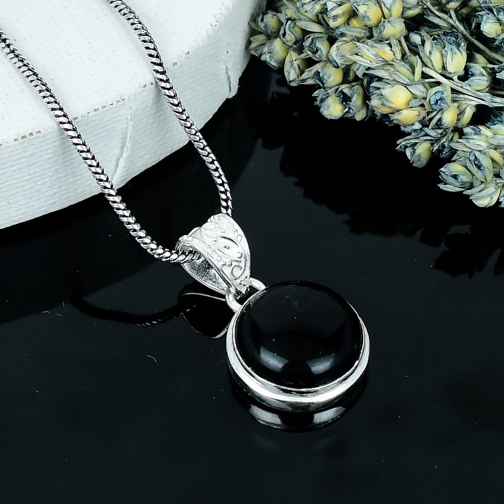 ZAREYA Noir Dome Pendant – 925 Silver | Bold Minimal Charm