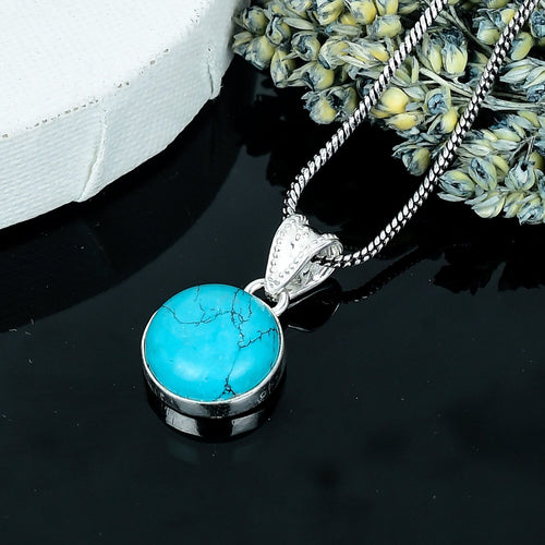 ZAREYA Turquoise Blue Orbit Pendant – 925 Silver | Boho Luxe Statement