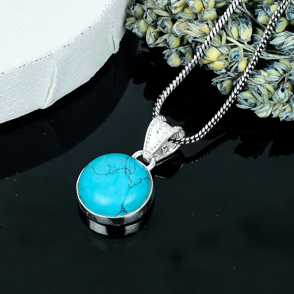 ZAREYA Turquoise Blue Orbit Pendant – 925 Silver | Boho Luxe Statement