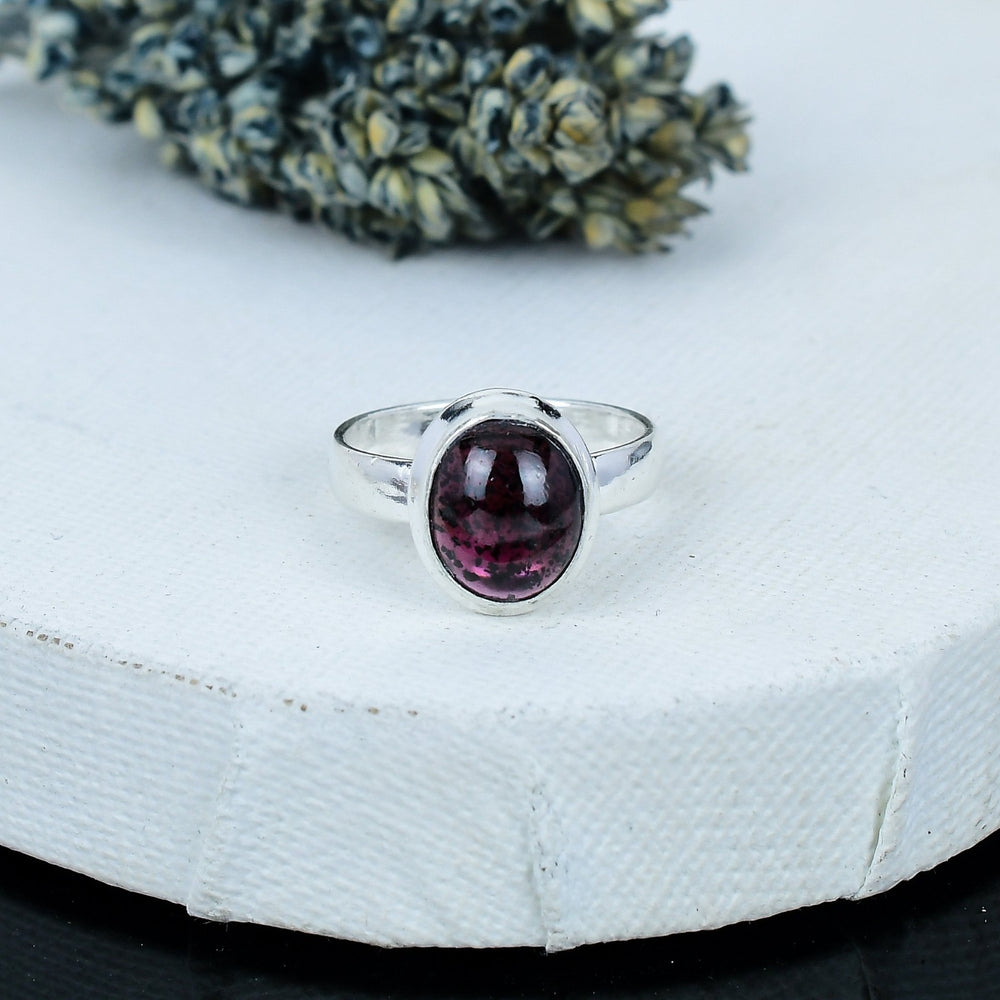 ZAREYA Merlot Muse Ring – 925 Silver | Deep Red Cabochon Elegance