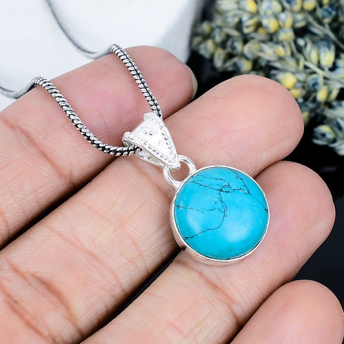 ZAREYA Turquoise Blue Orbit Pendant – 925 Silver | Boho Luxe Statement