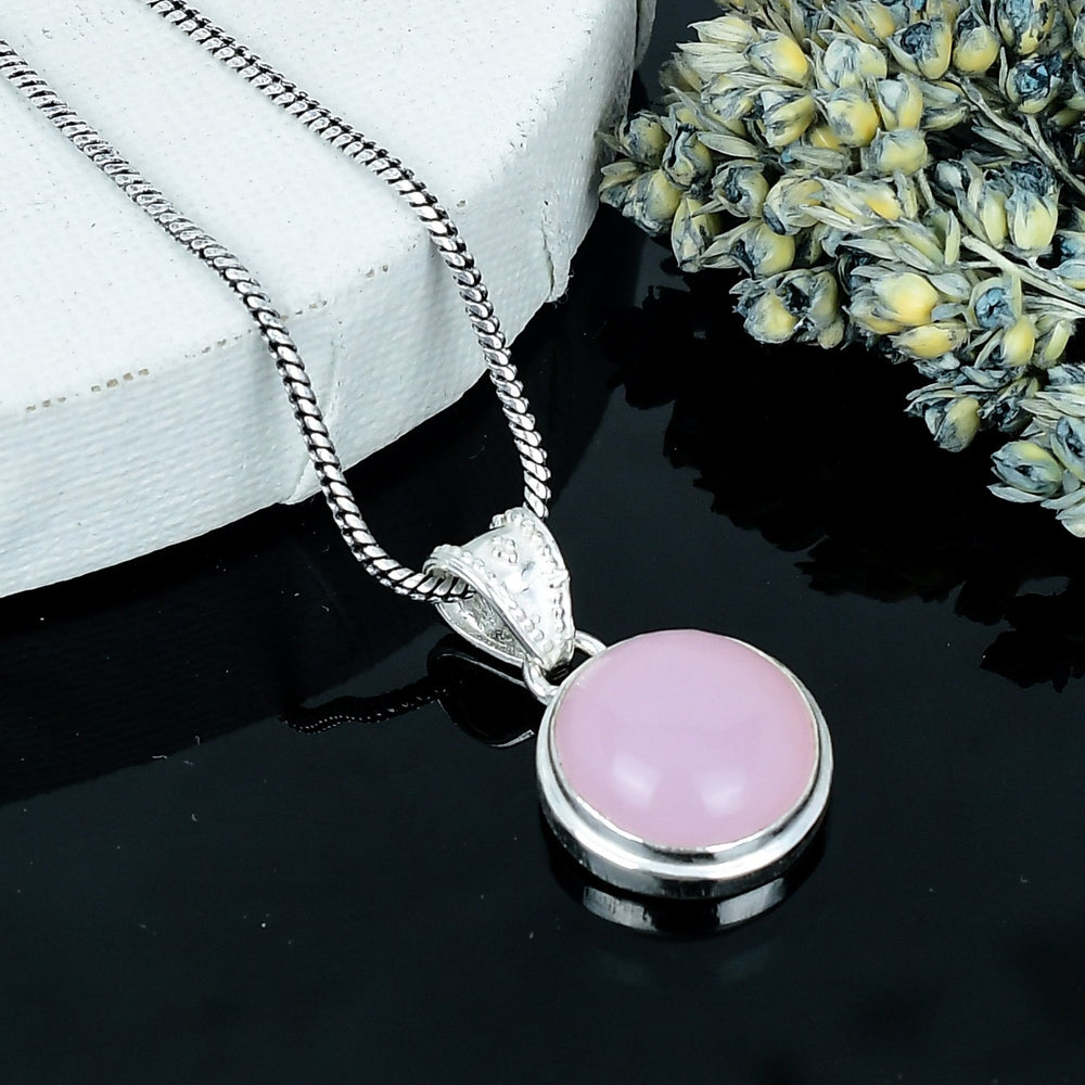 ZAREYA Rose Pink Opal Pendant – 925 Silver | Elegant Everyday Charm