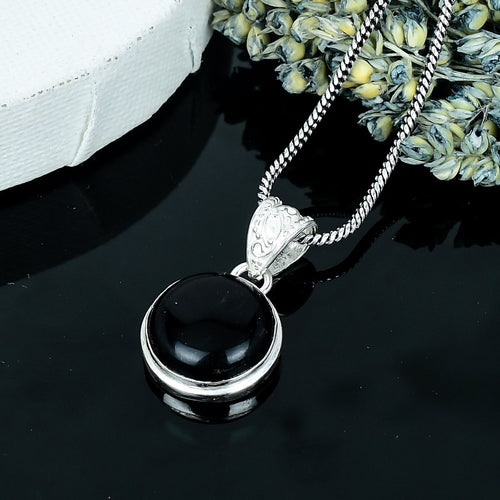 ZAREYA Noir Dome Pendant – 925 Silver | Bold Minimal Charm