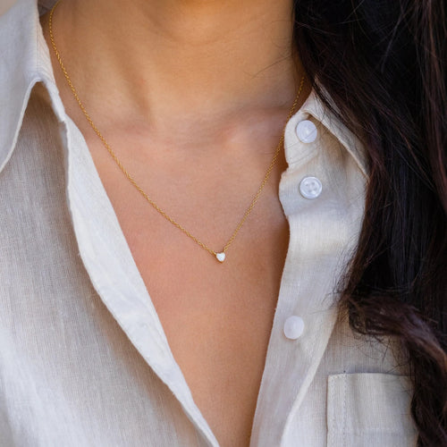 ZAREYA Opal Heart Necklace – 925 Silver | Minimal Love Pendant