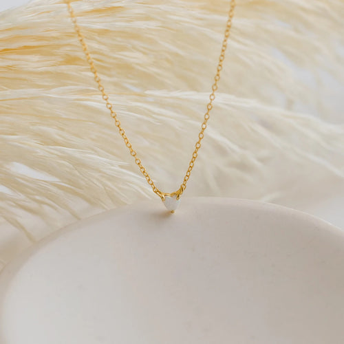 ZAREYA Opal Heart Necklace – 925 Silver | Minimal Love Pendant