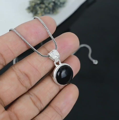 ZAREYA Noir Dome Pendant – 925 Silver | Bold Minimal Charm