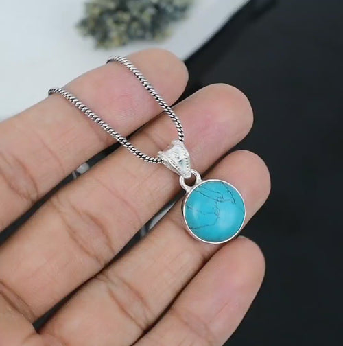 ZAREYA Turquoise Blue Orbit Pendant – 925 Silver | Boho Luxe Statement