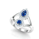 ZAREYA Sapphire Bloom Ring – 925 Silver with Dual Halo Blue Stones