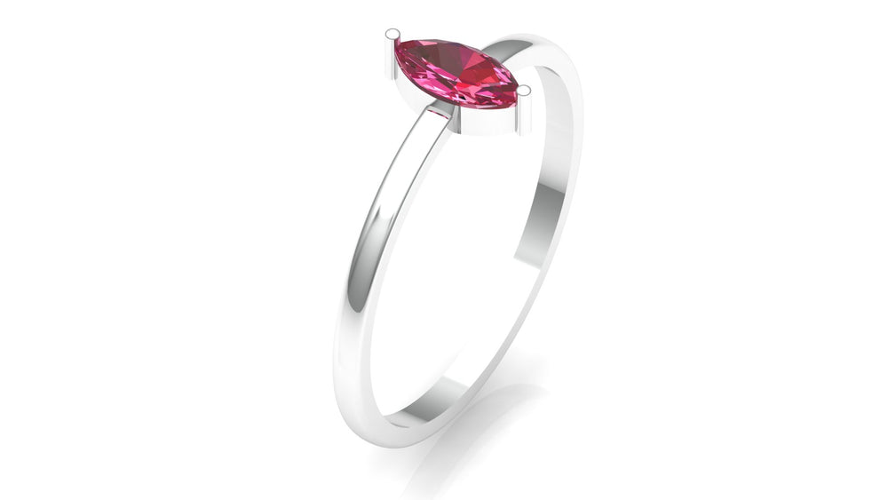 ZAREYA Marquise Cut Pink Stone Ring – 925 Silver | Minimal Promise Ring