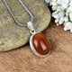 ZAREYA Fiery Carnelian Pendant – 925 Silver Oval Gemstone Necklace