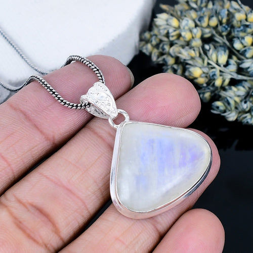 ZAREYA Triangle Moonstone Pendant – 925 Silver | Feminine Glow Talisman Necklace
