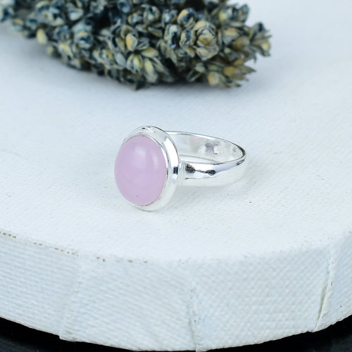 ZAREYA Blush Aura Ring – 925 Silver | Soft Pink Oval Stone