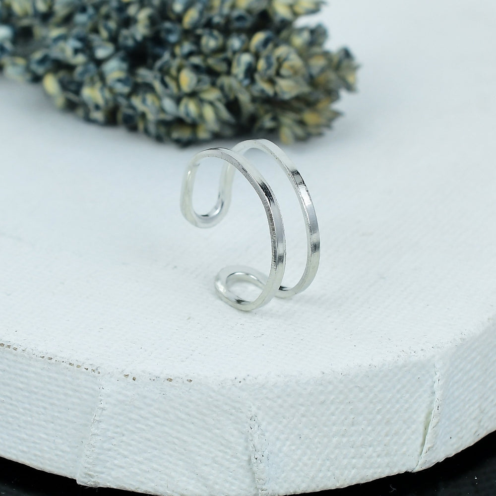 ZAREYA Double Band Open Ring – 925 Silver | Minimal Adjustable Stacker