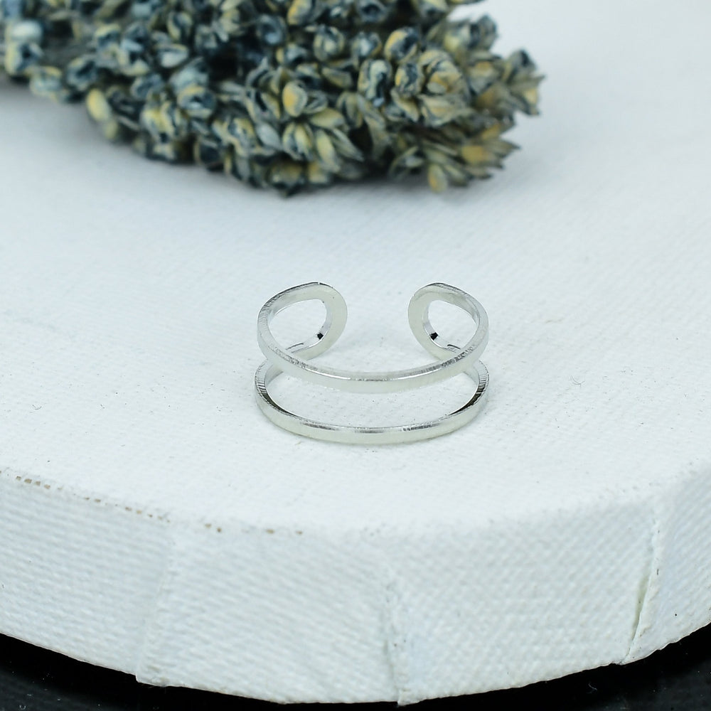 ZAREYA Double Band Open Ring – 925 Silver | Minimal Adjustable Stacker