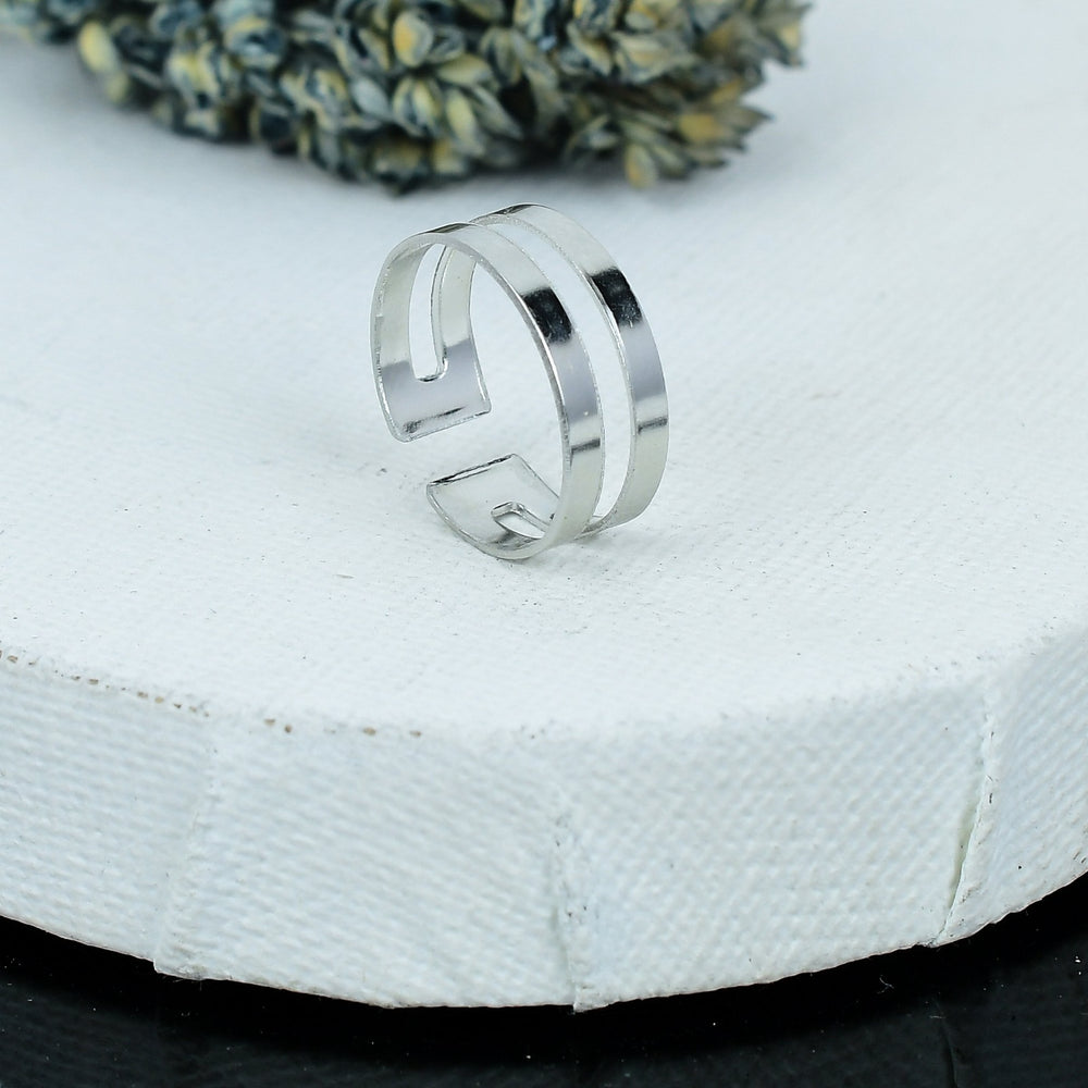 ZAREYA Split Harmony Ring – 925 Silver | Geometric Adjustable Band