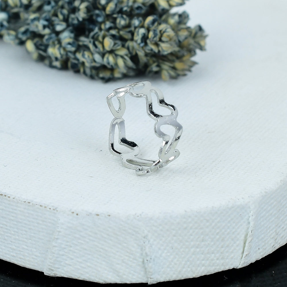 ZAREYA Heartline Band – 925 Silver | Romantic Cutout Heart Ring