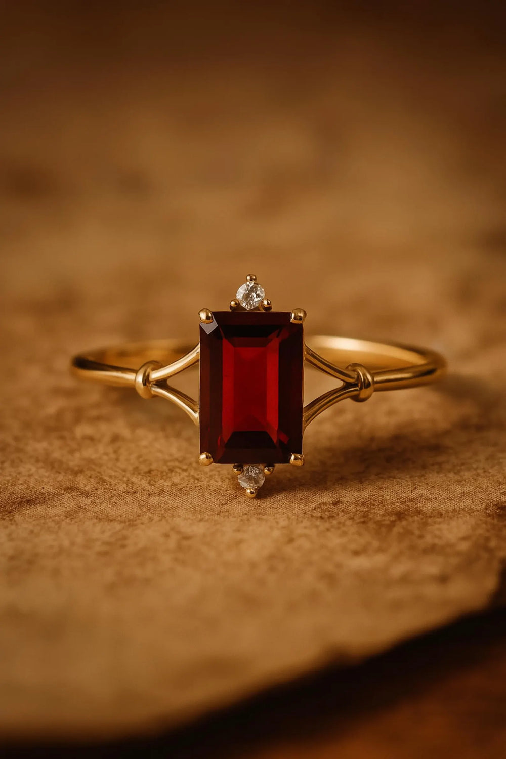 ZAREYA Garnet Radiance Ring – 925 Silver with Gold Finish