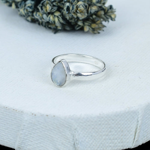 ZAREYA Moonstone Pear Ring – 925 Silver | Teardrop Glow Minimal Ring