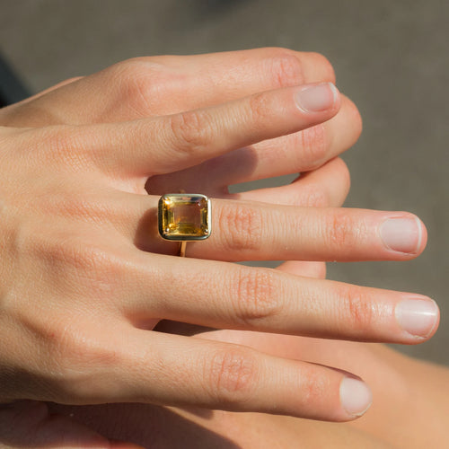 ZAREYA Citrine Radiance Ring – Gold-Plated 925 Sterling Silver