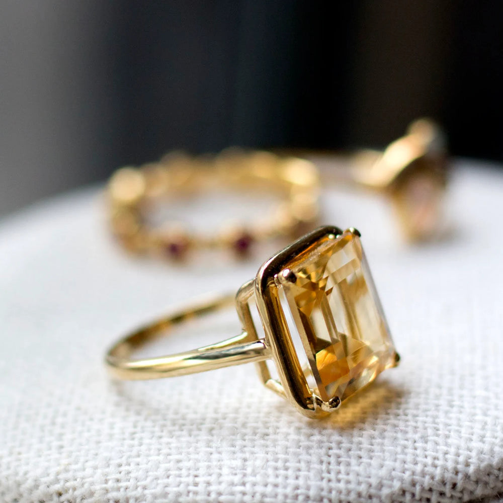 ZAREYA Citrine Radiance Ring – Gold-Plated 925 Sterling Silver