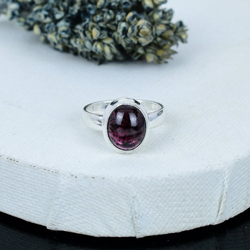 ZAREYA Merlot Muse Ring – 925 Silver | Deep Red Cabochon Elegance