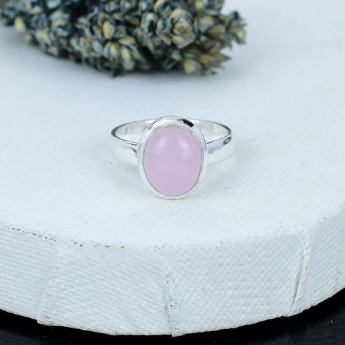 ZAREYA Blush Aura Ring – 925 Silver | Soft Pink Oval Stone
