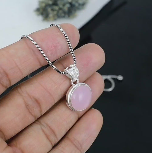 ZAREYA Rose Pink Opal Pendant – 925 Silver | Elegant Everyday Charm