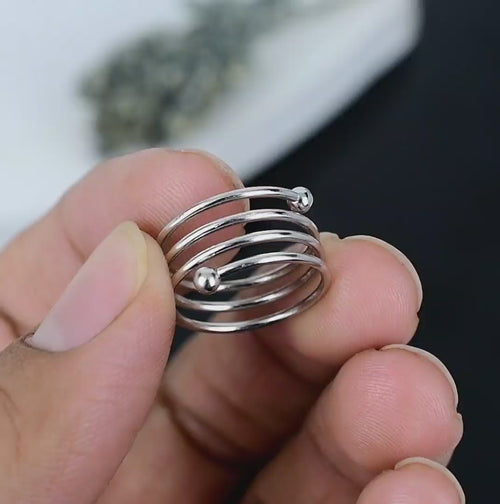 ZAREYA Orbit Spiral Ring – 925 Silver | Modern Adjustable Coil Ring